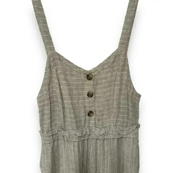 Romeo & Juliet Couture Tan Striped Linen Blend Jumpsuit Adjustable strap size Lg - Picture 5 of 16